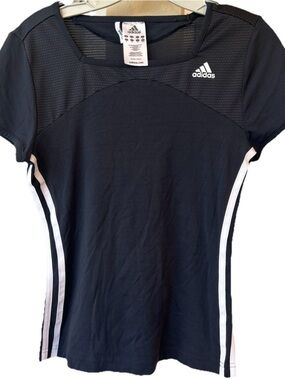Adidas Climalite Black Athletic Tee Women’s M Mesh Panel Short Sle